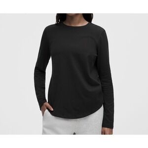 Lululemon Women's Love Long Sleeve Tee Black Size 4 Crew Neck Pima Cotton Casual